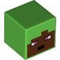Minifig Head Special, Cube with Reddish Brown Face, Magenta Eyes Print