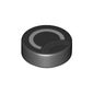 Tile Round 1 x 1 with White, Dark Grey Circles (Eye) print