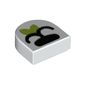 Tile 1 x 1 Half Circle with Black Snout, Leaf print