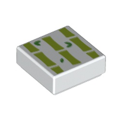 LEGO part 3070bpr0252 Tile 1 x 1 with Bamboo print in White