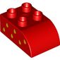 Duplo Brick 2 x 3 with Curved Top with Yellow Raindrops (Strawberry Seeds) On Right Print