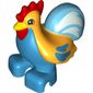 Duplo Animal Rooster with Bright Light Orange Top and Medium Azure Tail Print