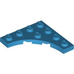 LEGO part 35044 Plate Special 4 x 4 with Curved Cutout in Dark Azure