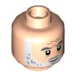 Minifig Head General Dodonna, Dark Bluish Gray Eyebrows, White Beard, Closed Mouth / Open Mouth with Teeth Print