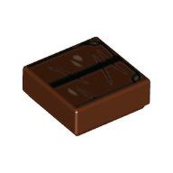 LEGO part 3070bpr0272 Tile 1 x 1 with Book, Black Strap print in Reddish Brown