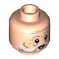 Minifig Head Professor Filius Flitwick, White and Gray Beard, Lines, Open Mouth Print
