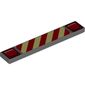 Tile 1 x 6 with Red Lights and Safety Stripes Print (Spoiler)