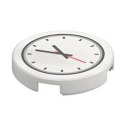 Tile Round 2 x 2 with Bottom Stud Holder with Clock with Red Second Hand Print