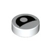 White Tile Round 1 x 1 with Curved Black Eye with Central Pupil Partially Closed Print