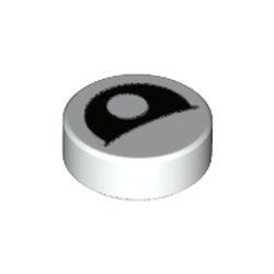 LEGO part 73809 Tile Round 1 x 1 with Black Eye with Central Pupil Partially Closed Print in White