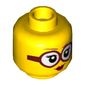 Minifig Head Shirley Keeper, Dark Orange Eyebrows, Red Glasses, Red Lips, Beauty Mark Print