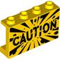 Panel 1 x 4 x 2 - Hollow Studs with Side Supports with 'CAUTION' Print