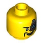 Minifig Head The Mechanic, Monocle with 3 Azure Dots, Big Grin Print
