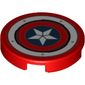 Tile Round 2 x 2 with Bottom Stud Holder with Captain America Star Shield with Rivets Print