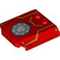 Slope Curved 4 x 4 x 2/3 Triple Curved with 2 Studs and Iron Man Armor, Gold Lines, and Round Arc Reactor Print