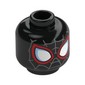Minifig Head Spider-man (Miles Morales), White Eyes with Red Outline Print