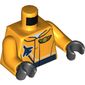 Torso Jacket with Dark Blue Plane and Pilot Wing Badge Print, Bright Light Orange Arms, Black Hands