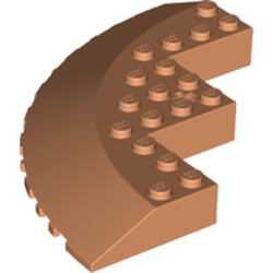 LEGO part 58846 Brick Round Corner 10 x 10 with Slope 33° Edge, Axle Hole, Facet Cutout in Nougat