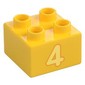 Duplo Brick 2 x 2 with Bright Light Yellow '4' Print