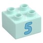Duplo Brick 2 x 2 with Medium Azure '5' Print