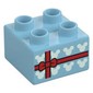 Duplo Brick 2 x 2 with Mickey Mouse Silhouette and Ribbon with Bow (Gift) Print