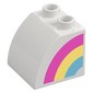 Duplo Brick 2 x 2 x 1 1/2 with Curved Top with Rainbow on Left Side Print