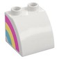 Duplo Brick 2 x 2 x 1 1/2 with Curved Top with Rainbow on Right Side Print