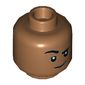 Minifig Head Kingo, Thick Eyebrows, Smile, Open Mouth / Closed Mouth with Raised Right Eyebrow Print