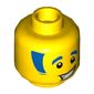 Minifig Head Discowboy, Blue Eyebrows and Sideburns Print