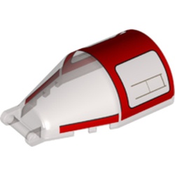 LEGO part 92279pr0002 Windscreen 7 x 4 x 2 Round with Handle with Red Cockpit print in Transparent Brown/ Trans-Black