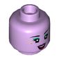 Minifig Head Genie Dancer, Dark Turquoise Shadow, Gold Glitter, Open Mouth Smile Print