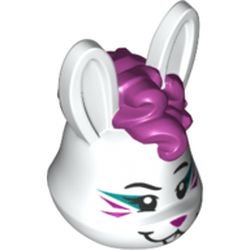 LEGO part 75377pr0001 Minifig Head Special, Bunny Dancer, Magents and Dark Turquoise Eye Make-up, Magenta Hair Print in White
