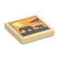 Tile 2 x 2 with Elephants Silhouette, Sunset print