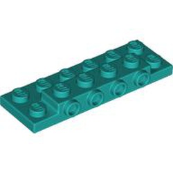 LEGO part 87609 Plate Special 2 x 6 x 2/3. With Four Studs on Side, One Support Wall on Bottom in Bright Bluish Green/ Dark Turquoise