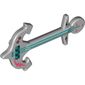 Musical Instrument Guitar, Anchor, with Dark Azure Strings and Coral Lightning Bolt Print