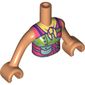 Minidoll Torso Girl Coral/Dark Purple Top, Medium Blue pocket, Bright Light Orange Sash
