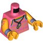 Torso Vest with Dark Purple, Azure, and Lime Design, Necklace with Whistle Print, Bright Light Orange Arms and Hands