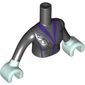 Minidoll Torso Woman Black Dress with Dark Purple Trim, Light Aqua Hands