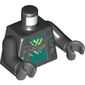 Torso Jacket, Open over Dark Turquoise Undershirt, Necklace with Bone Print, Black Arms, Dark Bluish Gray Hands