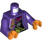 Torso Jacket, Open over Black Undershirt with Magenta Trim, Lime Fanny Pack (Bum Bag), Necklace with Shuriken Print, Dark Purple Arms, Orange Hands