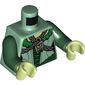 Torso Dress with Green Collar and Laces, Chain with Padlock with Lime Eye Print, Dark Green Arms, Yellowish-Green Hands