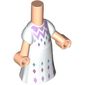 Microdoll Body Long Dress White with Dark Turquoise/Medium Lavender Decorations, Light Nougat Hands