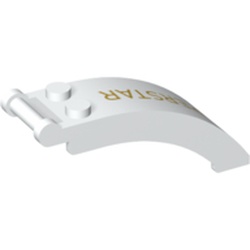 LEGO part 92474pr0002 Windscreen 6 x 2 x 2 with Handle with Gold 'SUPERSTAR' print in White