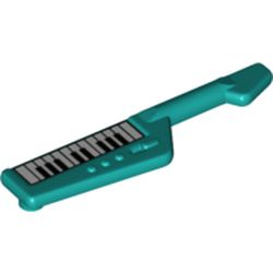 LEGO part 66944pr0002 Musical Instrument Keytar with Piano Keys, Black In Middle Print in Bright Bluish Green/ Dark Turquoise