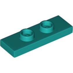 LEGO part 34103 Plate Special 1 x 3 with 2 Studs with Groove and Inside Stud Holder (Jumper) in Bright Bluish Green/ Dark Turquoise