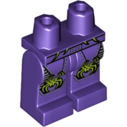 LEGO part 970c00pr2064 Legs and Hips with Lime Spider Knee Pads Print in Medium Lilac/ Dark Purple