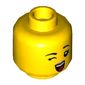 Minifig Head Mei, Peach Lips, Dark Turquoise Device on Left Eye / Winking Right Eye Print