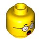 Minifig Head Mr Tang, Red Glasses, Eyes Closed with Open Mouth / Eyes Open with Closed Mouth Print