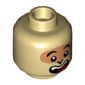 Minifig Head Brother Monkey, Nougat Around Eyes, Open Mouth Smile Print