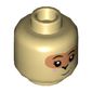 Minifig Head Sister Monkey, Nougat Around Eyes, Slight Smile Print